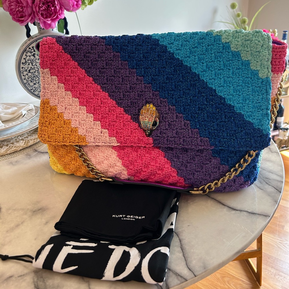 NWT - Kurt Geiger London XXL - Crochet Rainbow Handbag